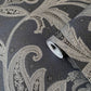 Paisley Wallpaper in Deep Silver/Grey