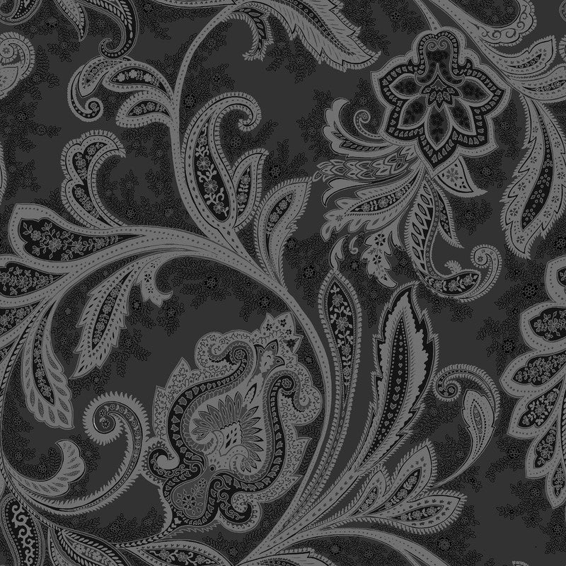 Sample Paisley Wallpaper in Deep Silver/Grey