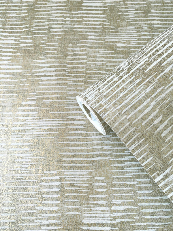 Stripy Shimmer Wallpaper in Bronze/Brown