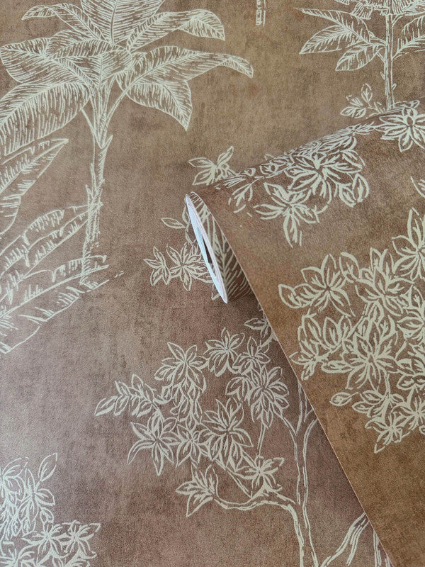 Floating Foliage Wallpaper in Beige