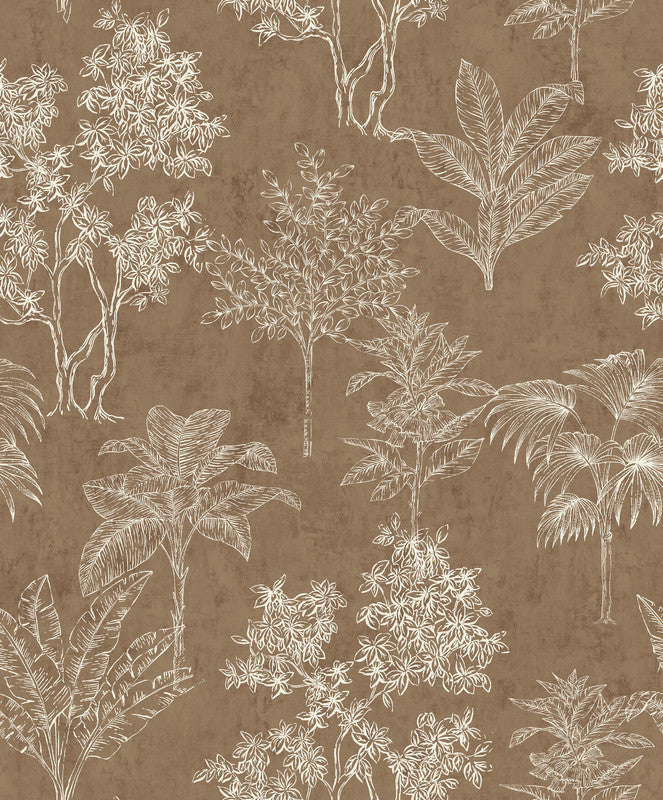 Floating Foliage Wallpaper in Beige