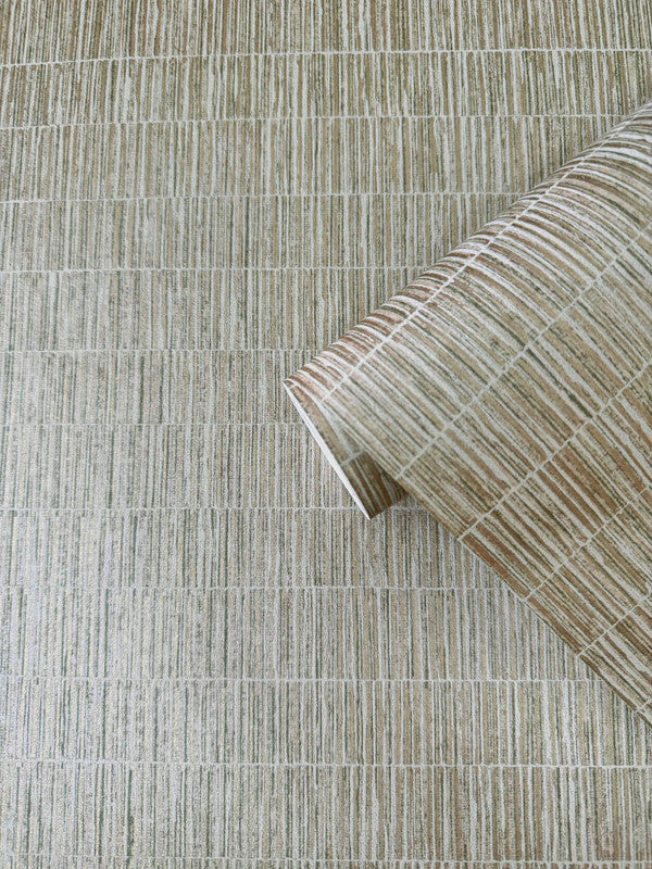 Bamboo Screen Wallpaper in Green/Gold