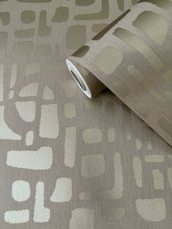 Chunky Geo Wallpaper in Gold/Beige