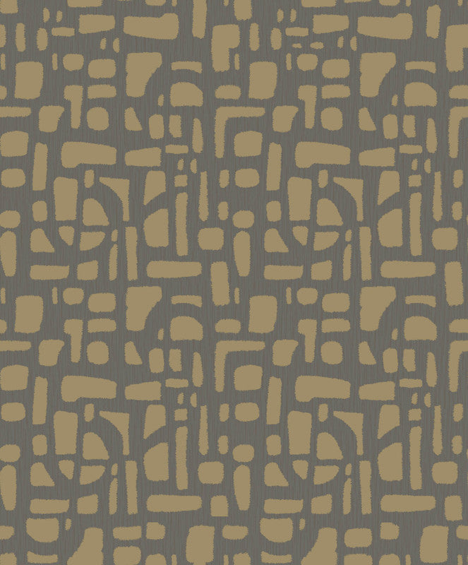 Chunky Geo Wallpaper in Gold/Silver Grey