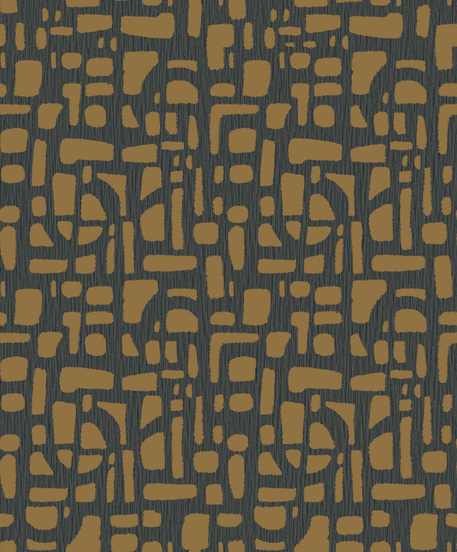 Chunky Geo Wallpaper in Rose Gold/Blue