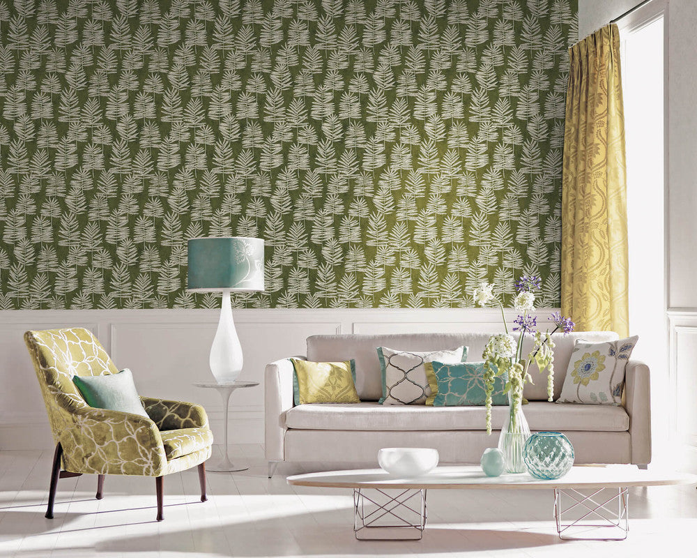 Tumbling Leaf Wallpaper in Green