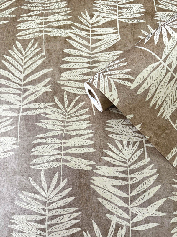 Tumbling Leaf Wallpaper in Bronze Brown