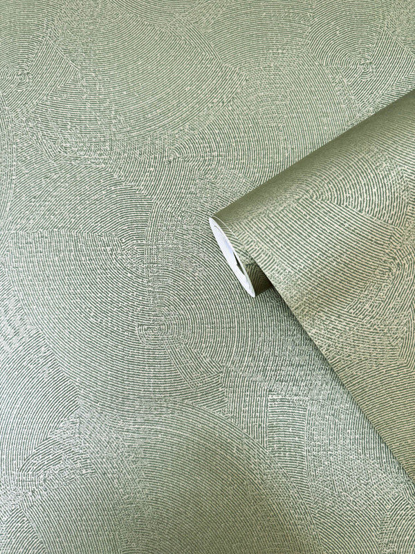 Plaster Fan Wallpaper in Gold/Green