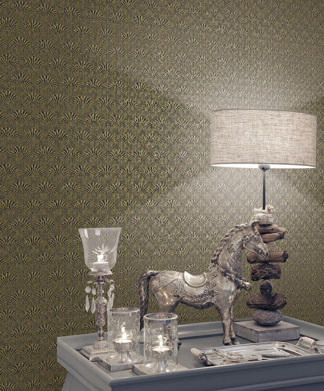 Fan Geometric Wallpaper in Gold