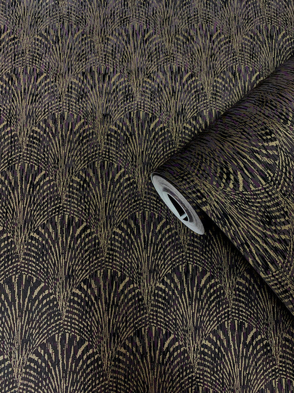 Fan Geometric Wallpaper in Lilac/Black