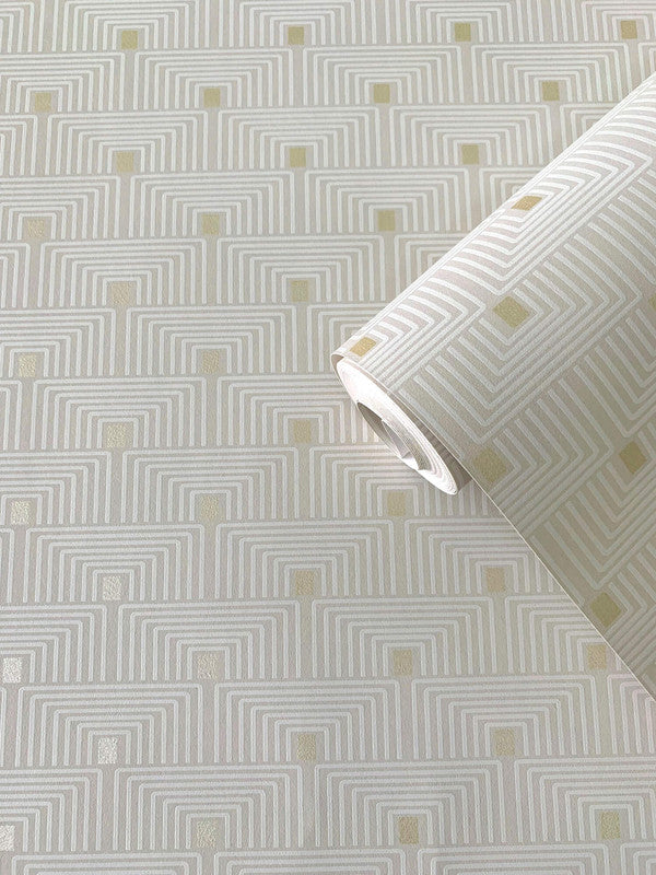 Geo Key Wallpaper in Cream/Gold