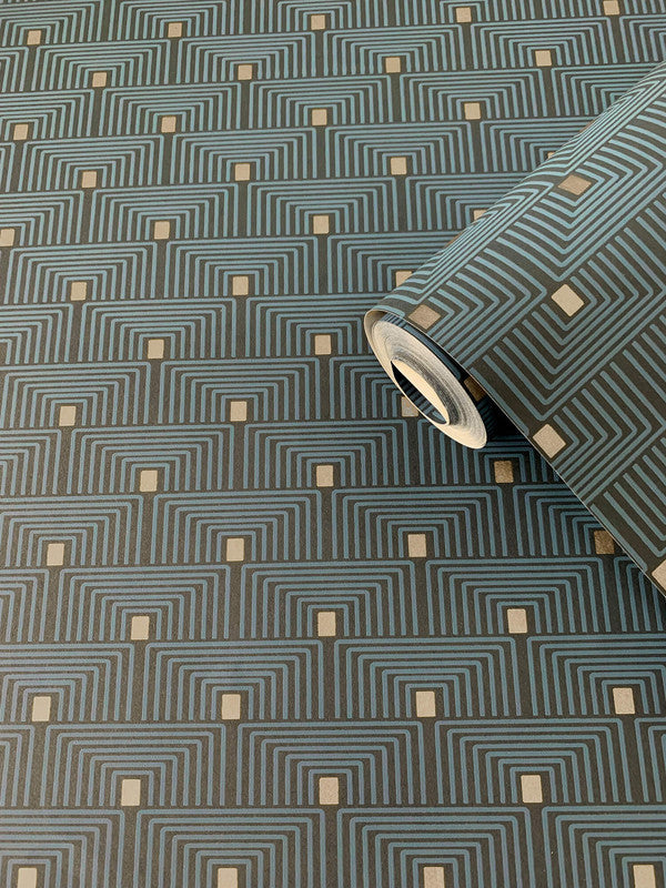 Geo Key Wallpaper in Blue/Gold