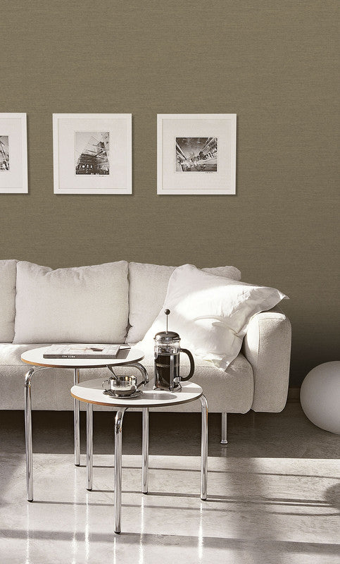 Horizontal Weave Textile Wallpaper in Dark Bronze