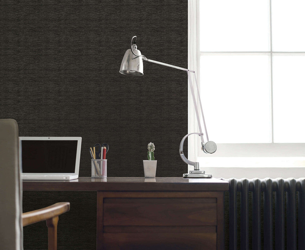 Weave-Effect Textile Wallpaper in Black