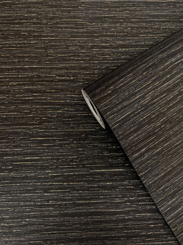 Weave-Effect Textile Wallpaper in Black