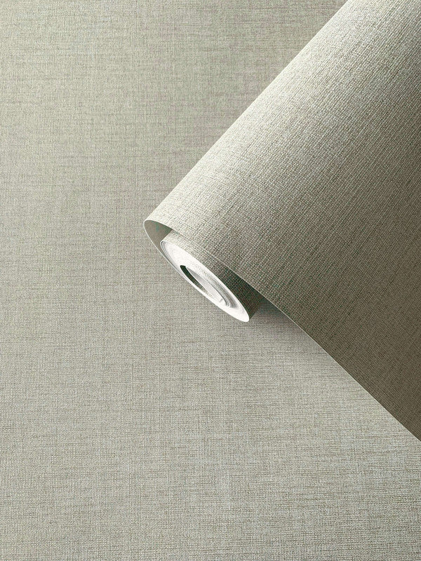 Plain Linen-Effect Wallpaper in Soft Bronze Brown