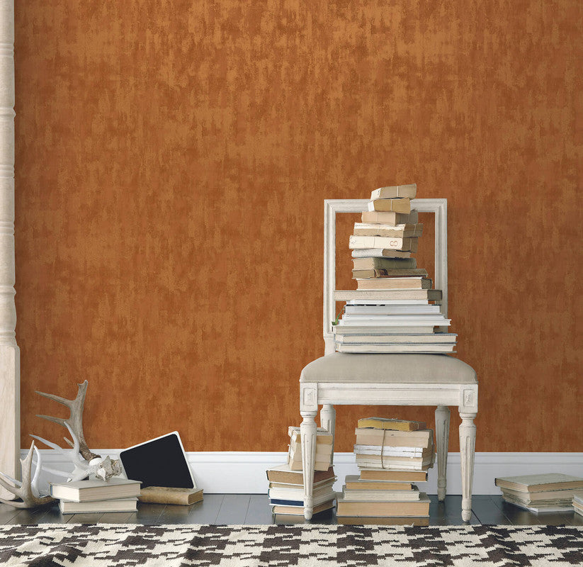 Tonal Plain Industrial Wallpaper in Orange