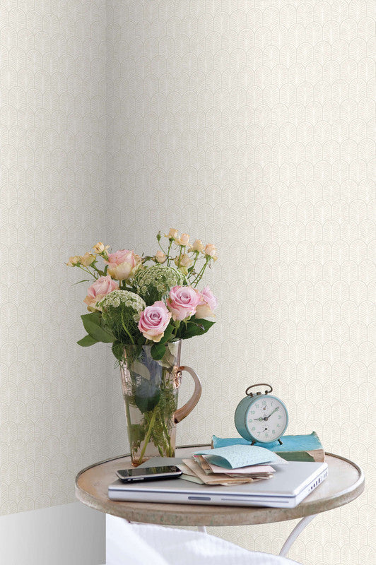 Geo Arch Art Deco Wallpaper in Cream