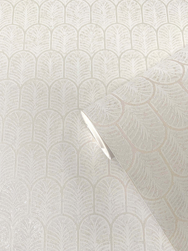 Geo Arch Art Deco Wallpaper in Cream
