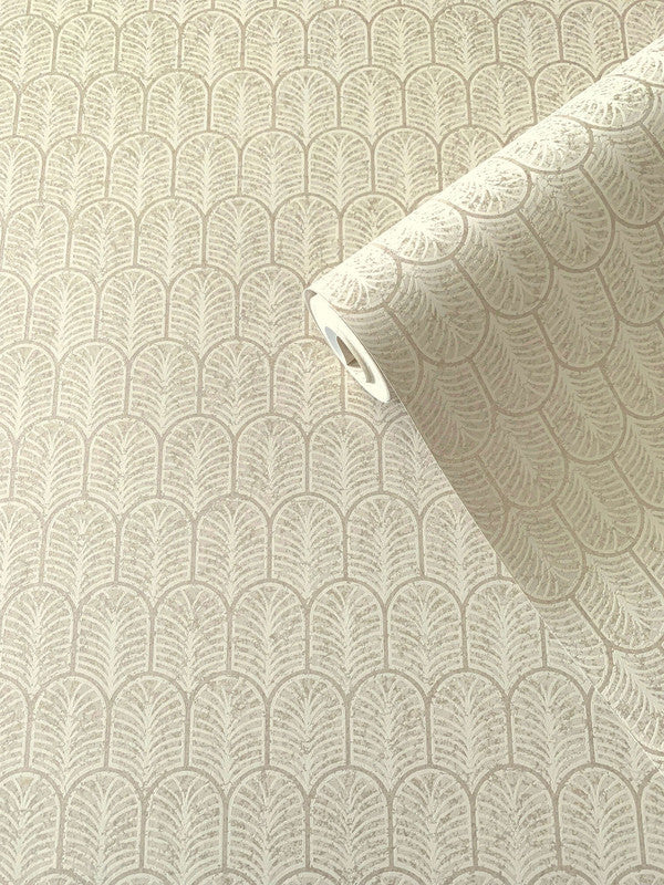 Geo Arch Art Deco Wallpaper in Beige