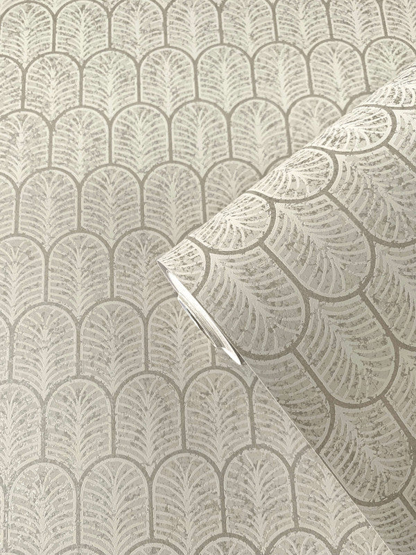 Geo Arch Art Deco Wallpaper in Cream/Bronze