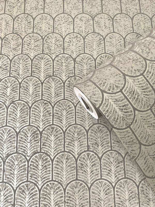 Geo Arch Art Deco Wallpaper in Bronze Brown