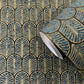 Geo Arch Art Deco Wallpaper in Gold/Blue