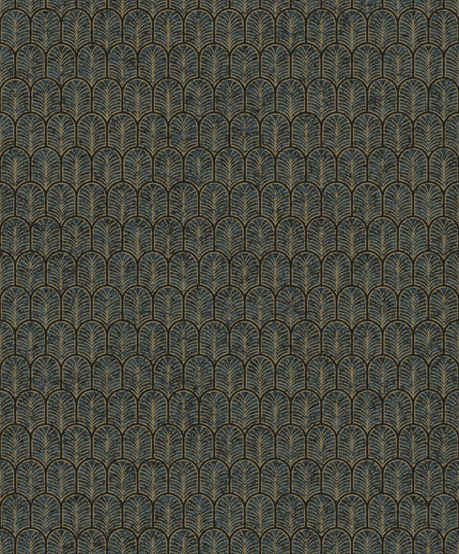 Geo Arch Art Deco Wallpaper in Gold/Blue