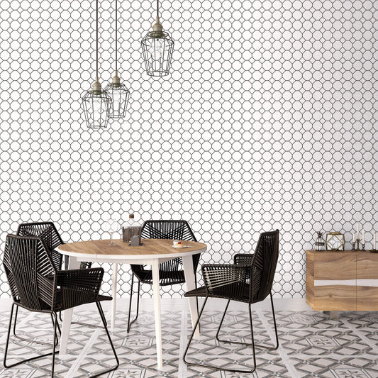 Bee Hive White/Black Wallpaper from the Just Kitchens Collection by Galerie Wallcoverings