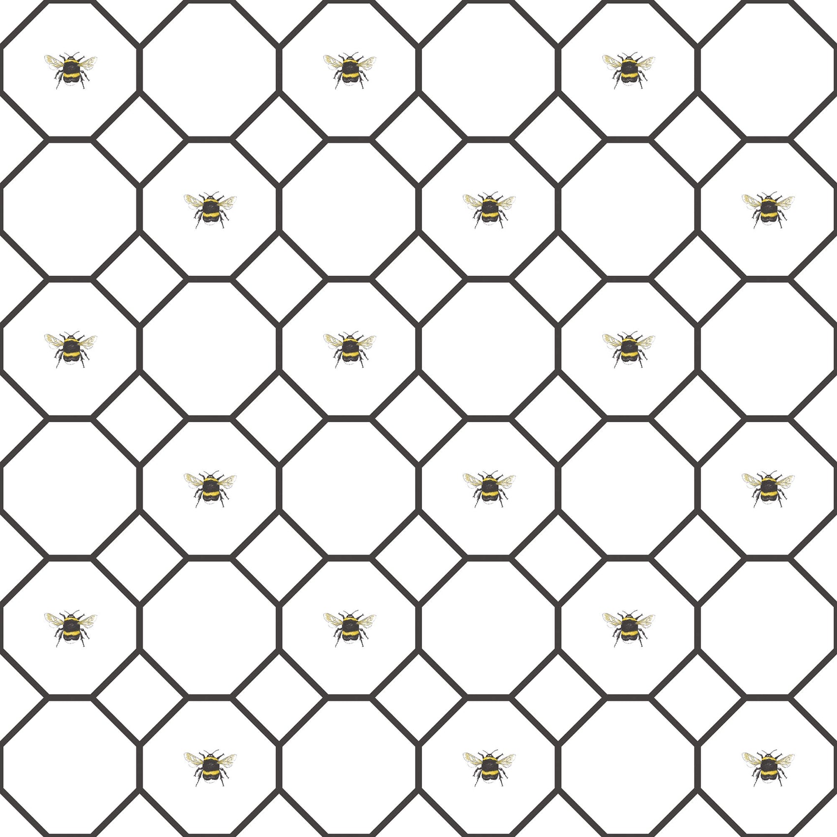 Bee Hive with bees Black/White Wallpaper from the Just Kitchens Collection by Galerie Wallcoverings