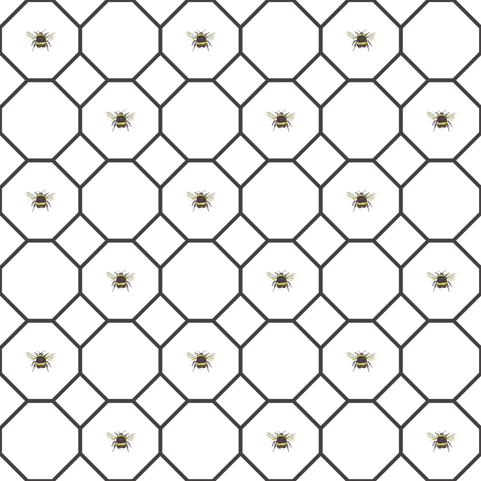 Bee Hive with bees Black/White Wallpaper from the Just Kitchens Collection by Galerie Wallcoverings