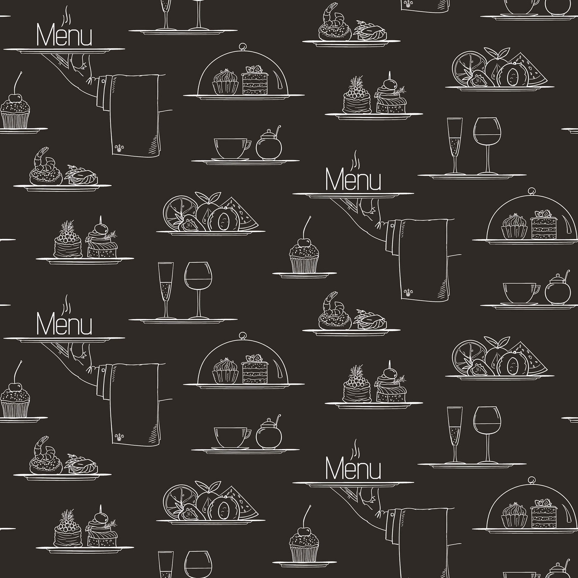 Chalkboard Menu Black Wallpaper from the Just Kitchens Collection by Galerie Wallcoverings