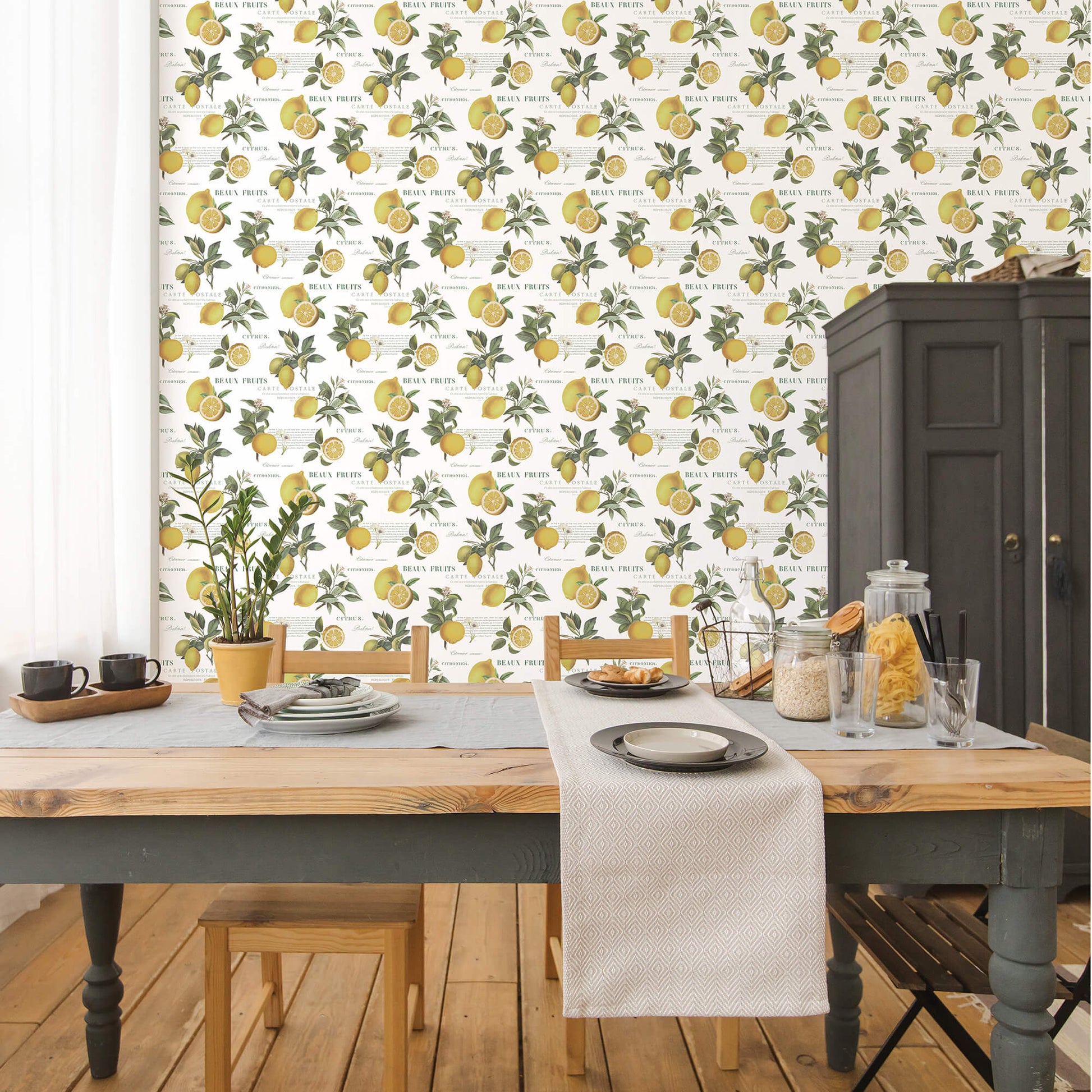 Citron Botanical Yellow/Green Wallpaper from the Just Kitchens Collection by Galerie Wallcoverings