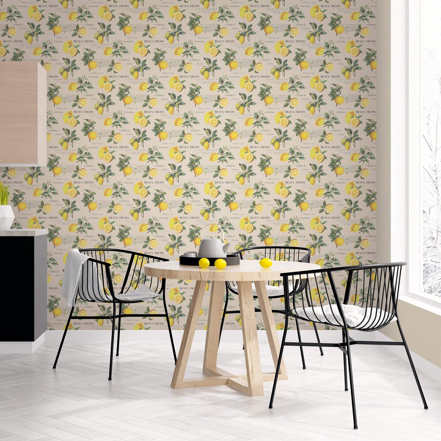 Citron Botanical Taupe Wallpaper from the Just Kitchens Collection by Galerie Wallcoverings