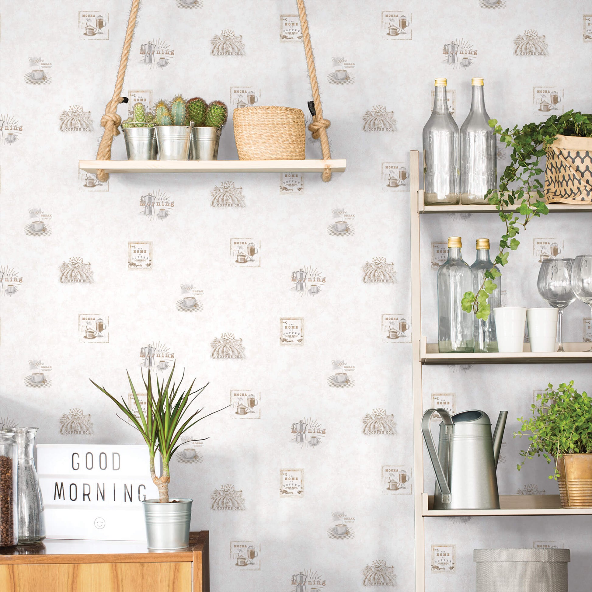 Coffee Beige Wallpaper from the Just Kitchens Collection by Galerie Wallcoverings