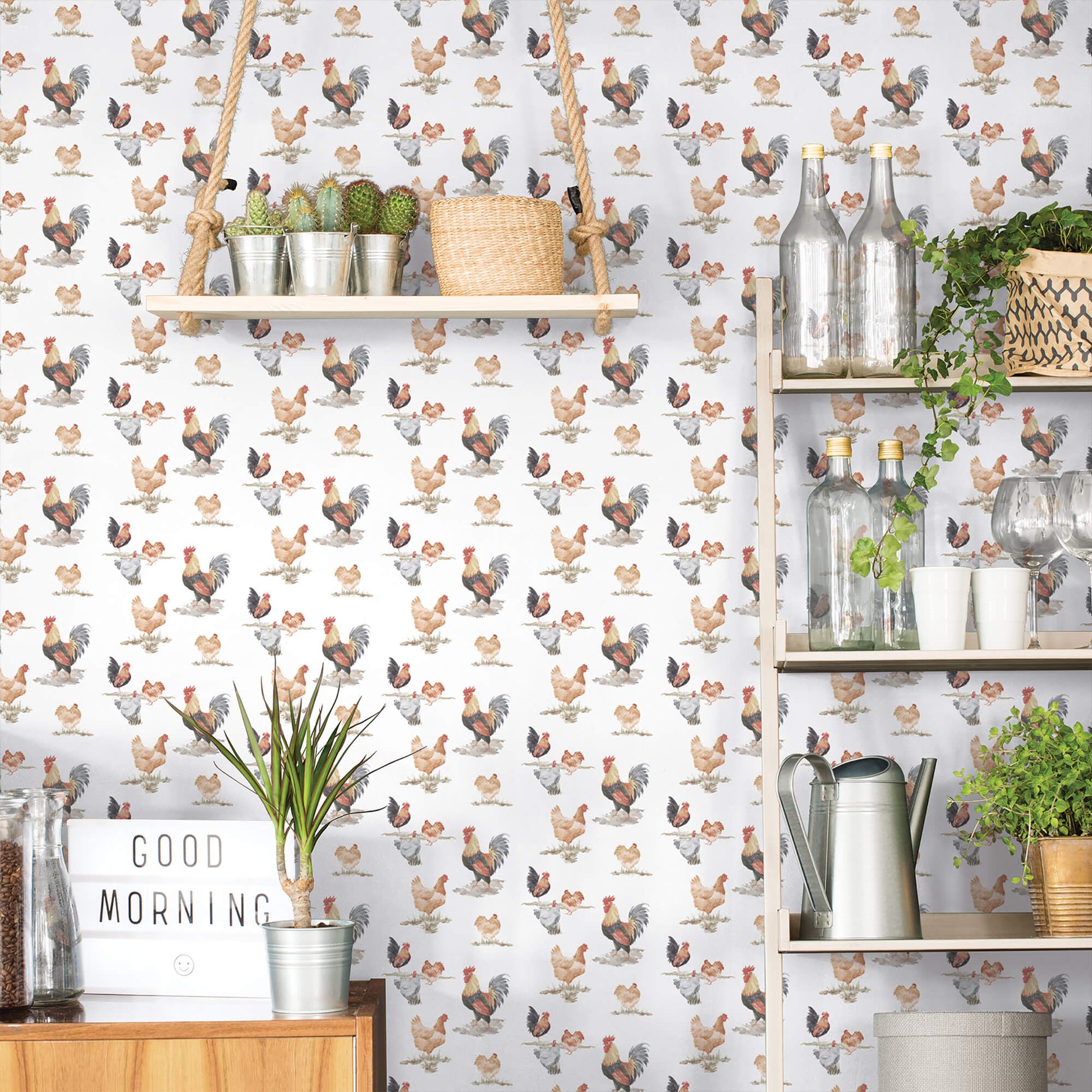 Free Range Black/Red Wallpaper from the Just Kitchens Collection by Galerie Wallcoverings
