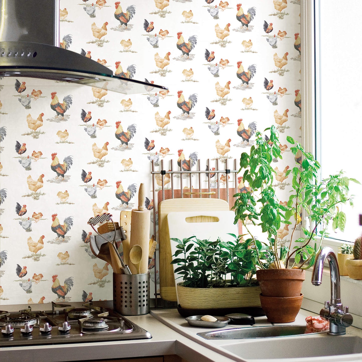 Free Range Black/Red Wallpaper from the Just Kitchens Collection by Galerie Wallcoverings