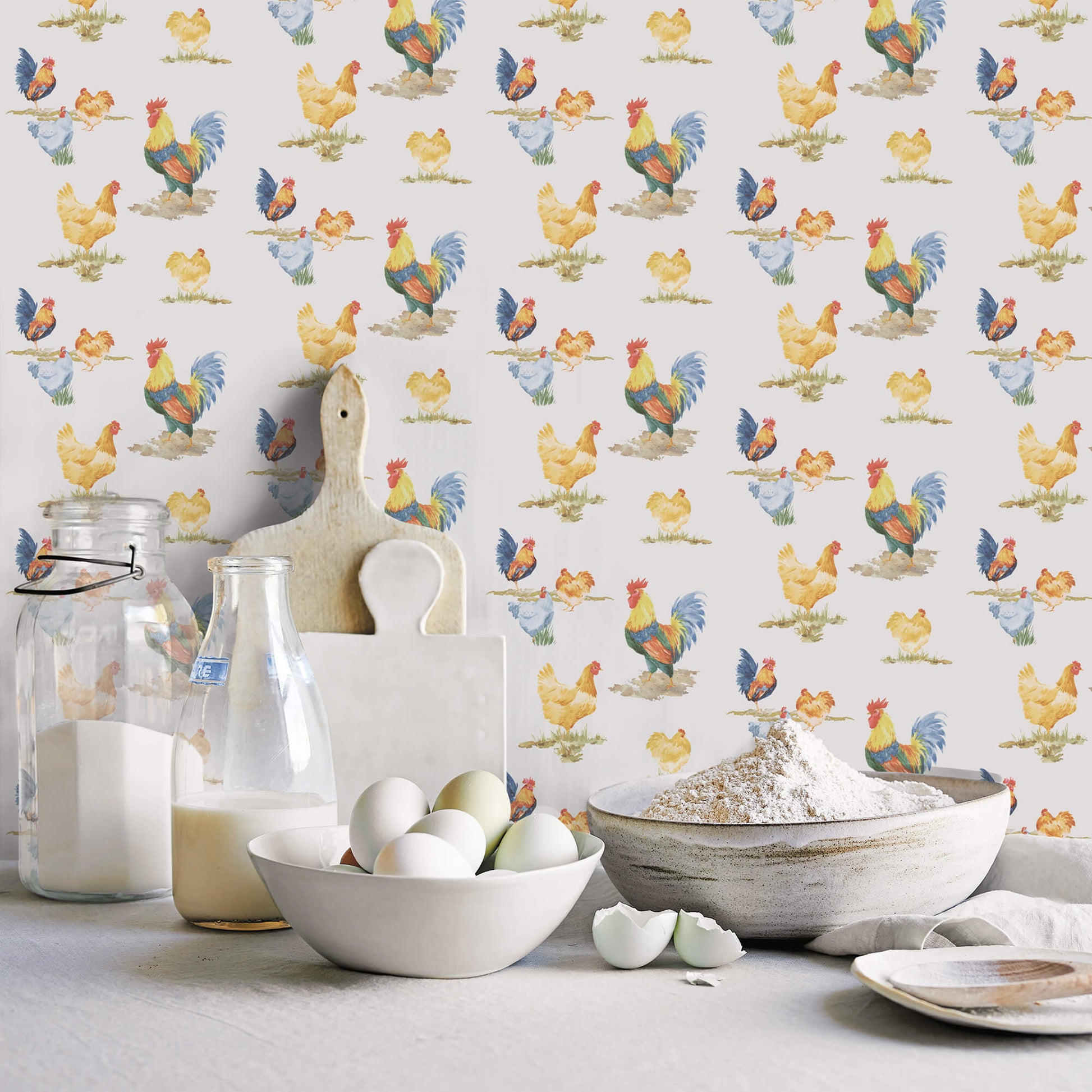 Free Range Blue/Red Wallpaper from the Just Kitchens Collection by Galerie Wallcoverings