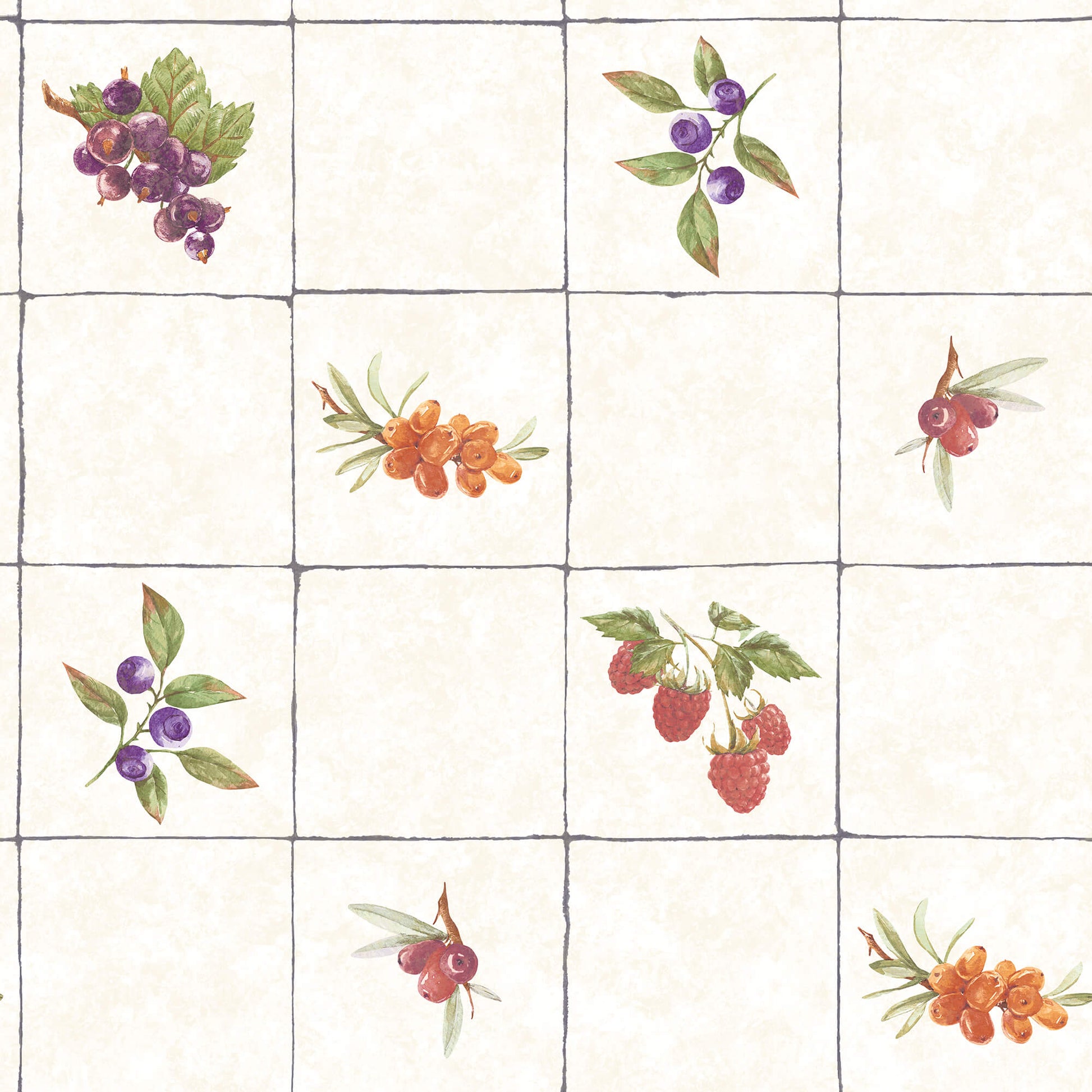 Fruit Tile Red/Purple Wallpaper from the Just Kitchens Collection by Galerie Wallcoverings