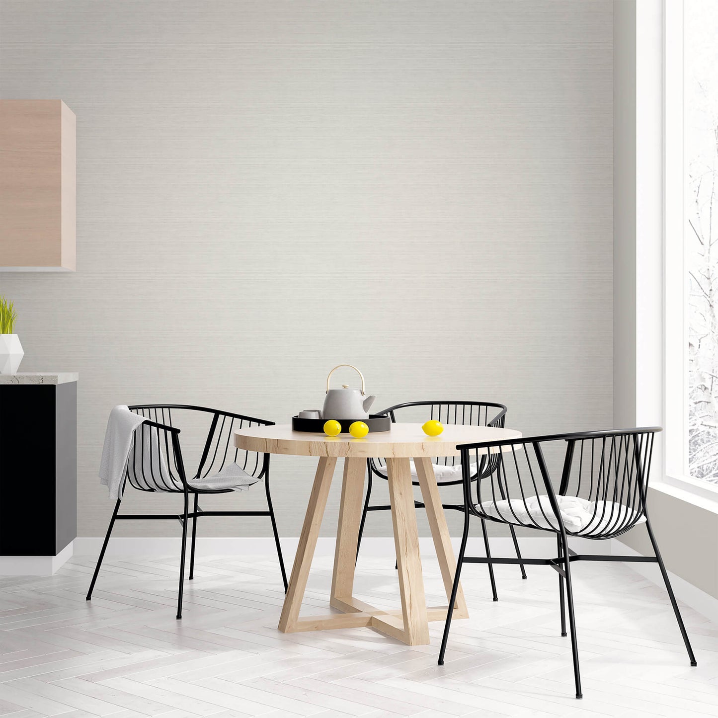 Grasscloth Soft Grey Wallpaper from the Just Kitchens Collection by Galerie Wallcoverings