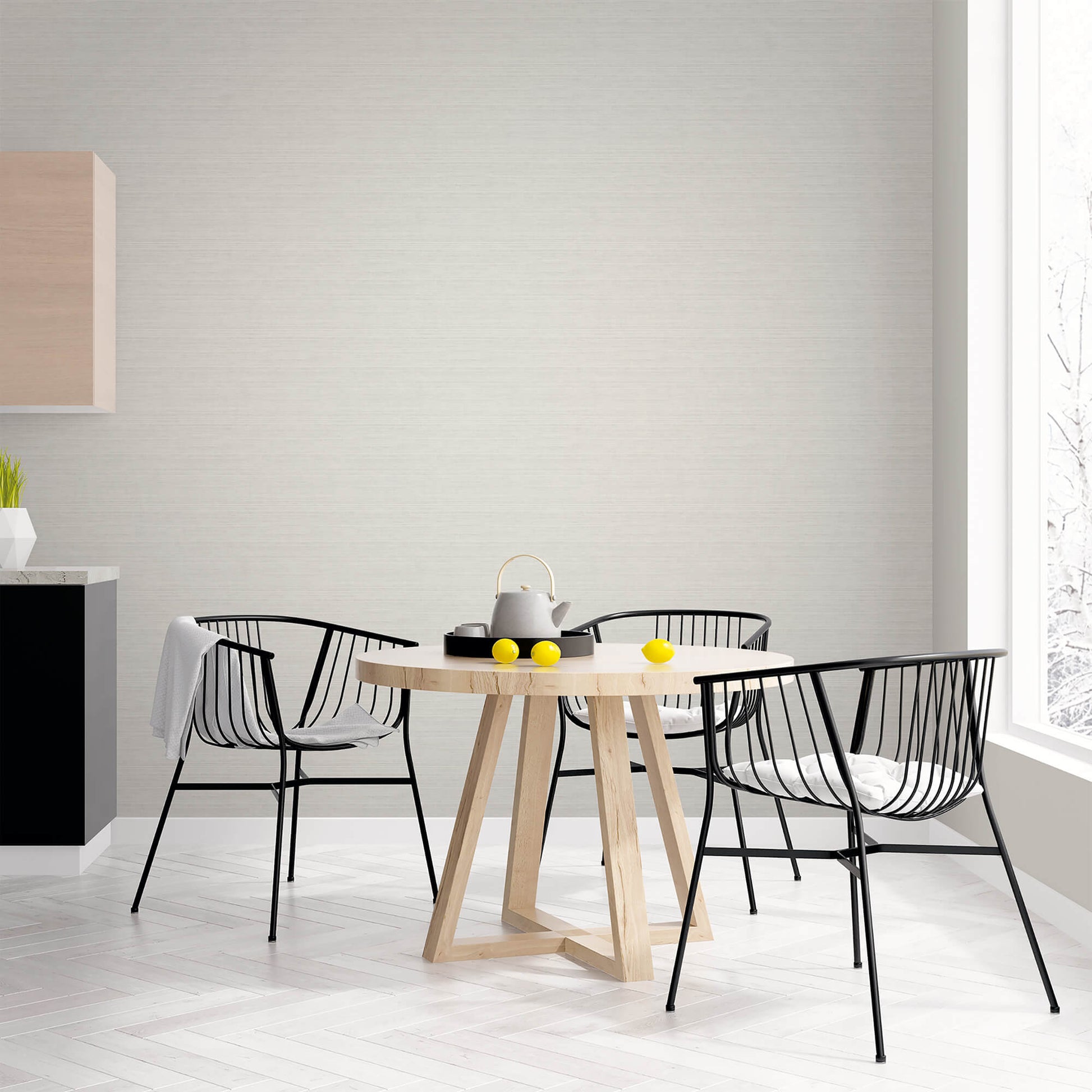 Grasscloth Soft Grey Wallpaper from the Just Kitchens Collection by Galerie Wallcoverings