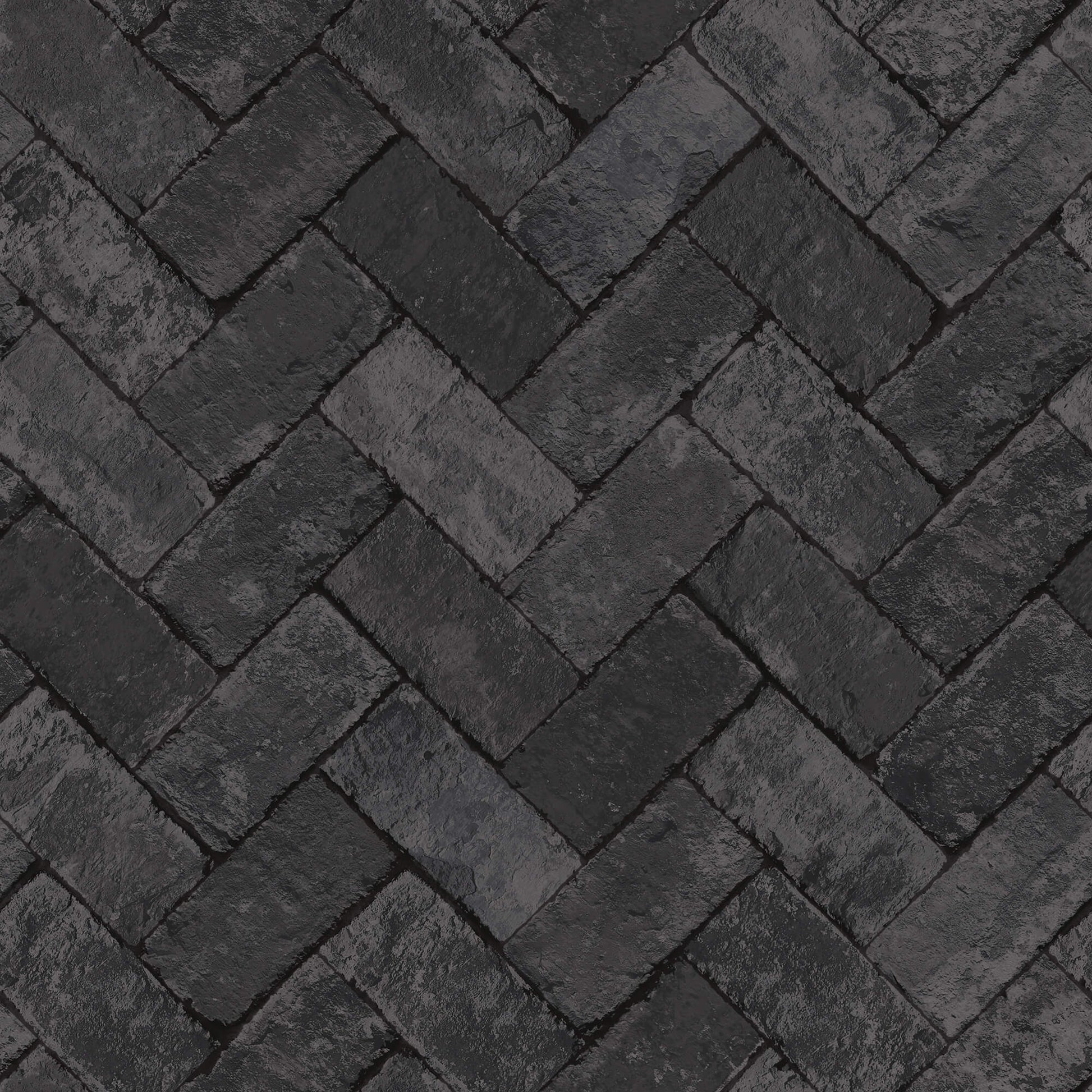 Herringbone Brick Black Wallpaper from the Just Kitchens Collection by Galerie Wallcoverings
