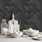 Herringbone Brick Black Wallpaper from the Just Kitchens Collection by Galerie Wallcoverings
