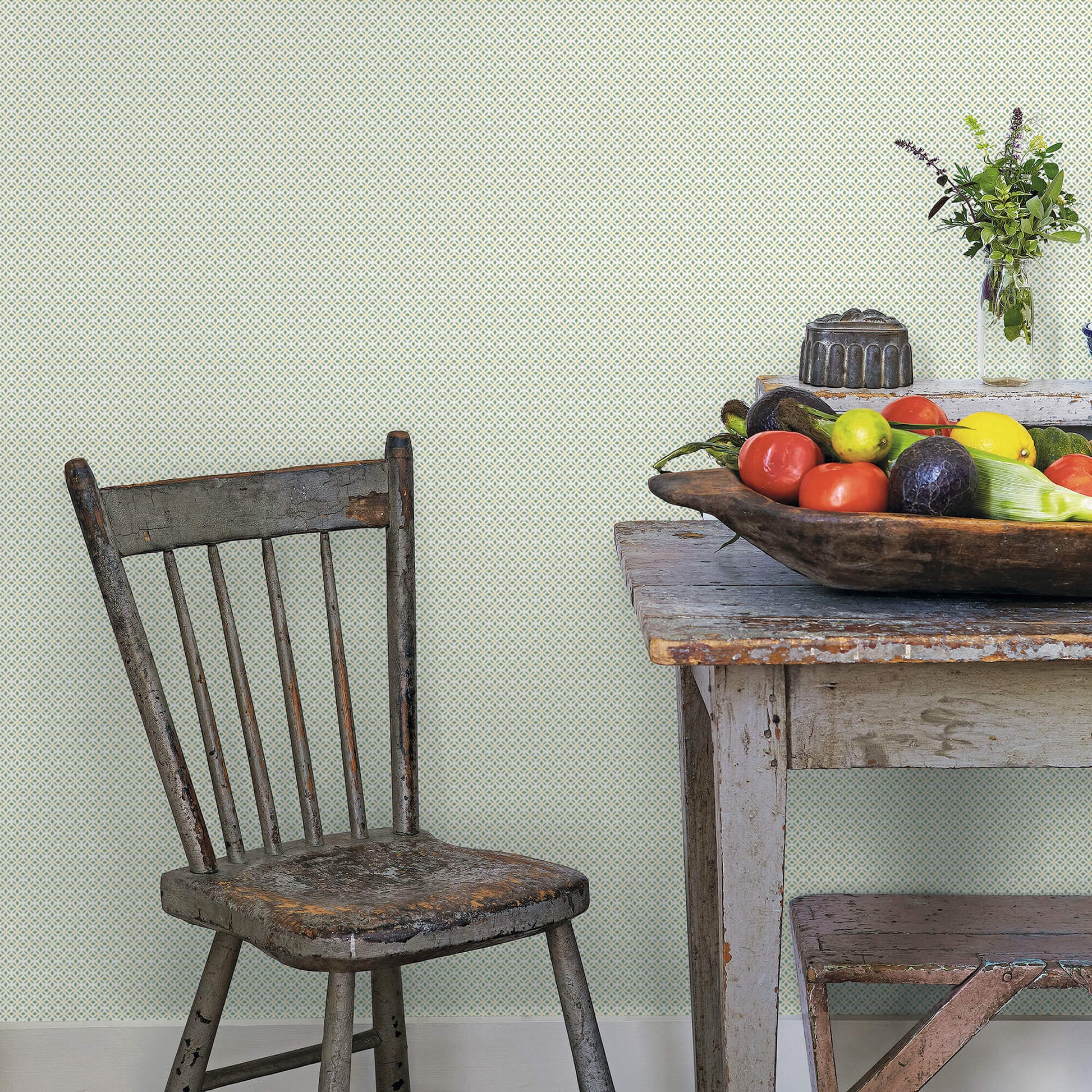 Leaf Dot Spot Green/Yellow Wallpaper from the Just Kitchens Collection by Galerie Wallcoverings