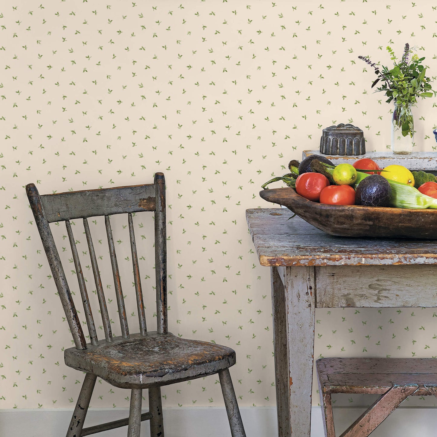 Leaf Toss Taupe/Green Wallpaper from the Just Kitchens Collection by Galerie Wallcoverings