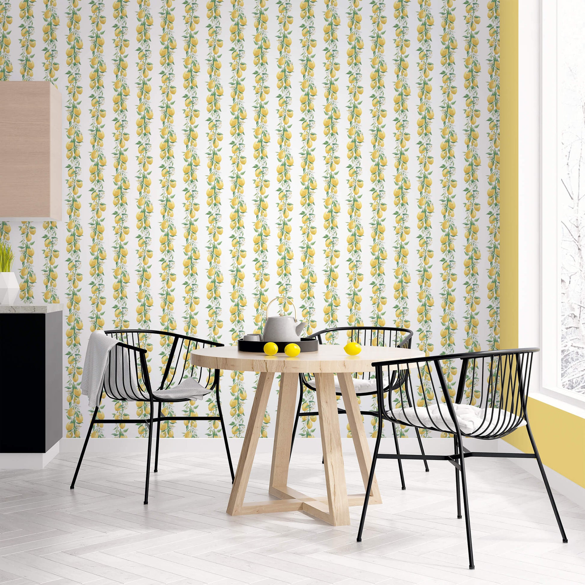 Lemon Stripe Yellow/Green Wallpaper from the Just Kitchens Collection by Galerie Wallcoverings