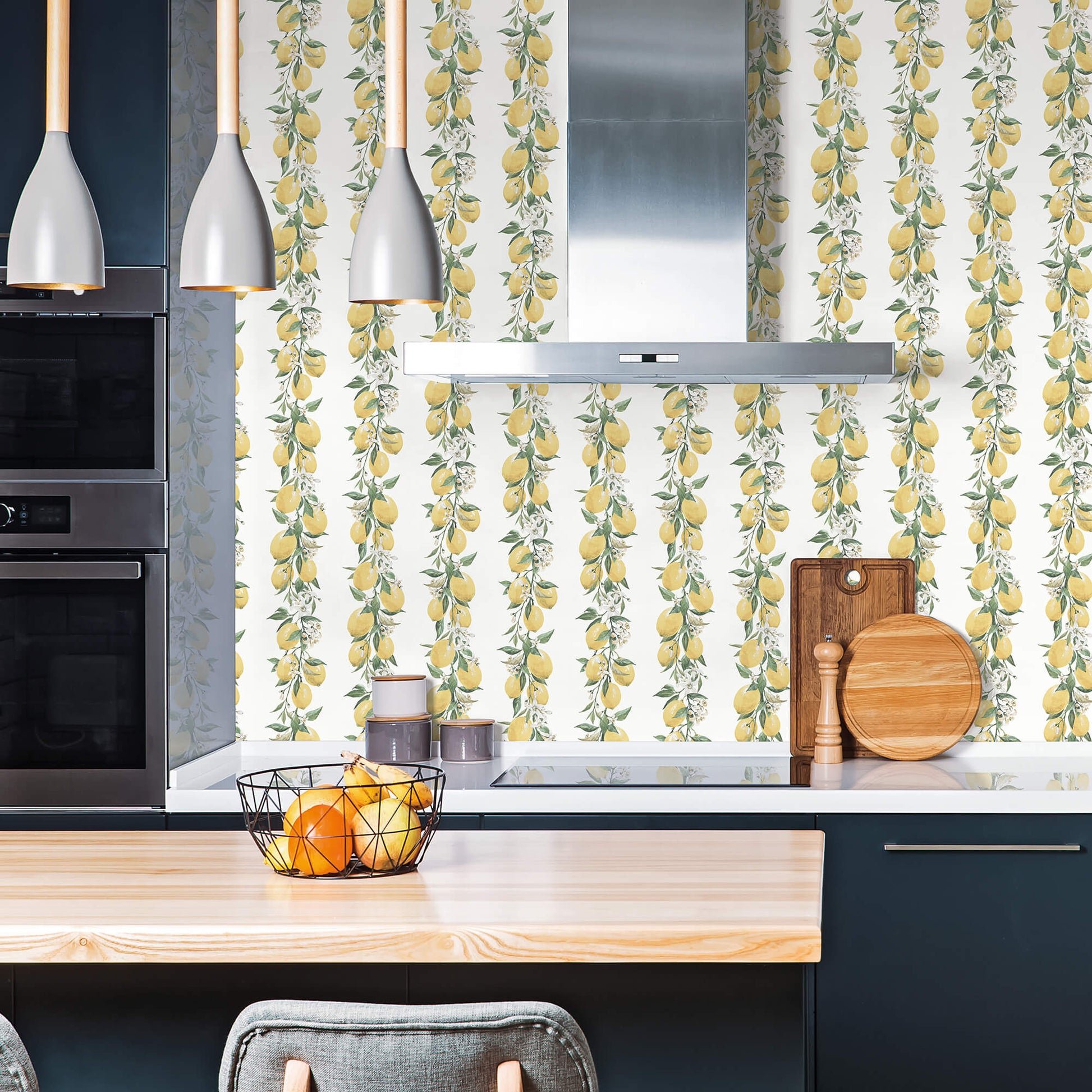 Lemon Stripe Yellow/Green Wallpaper from the Just Kitchens Collection by Galerie Wallcoverings