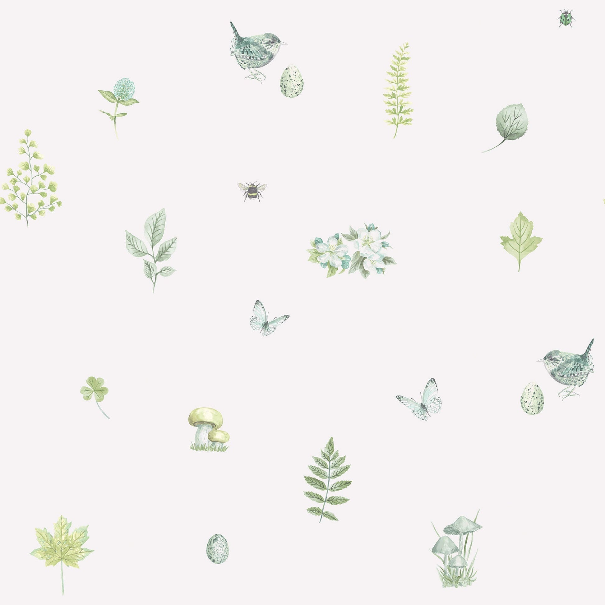 Meadow Spot Green/White Wallpaper from the Just Kitchens Collection by Galerie Wallcoverings