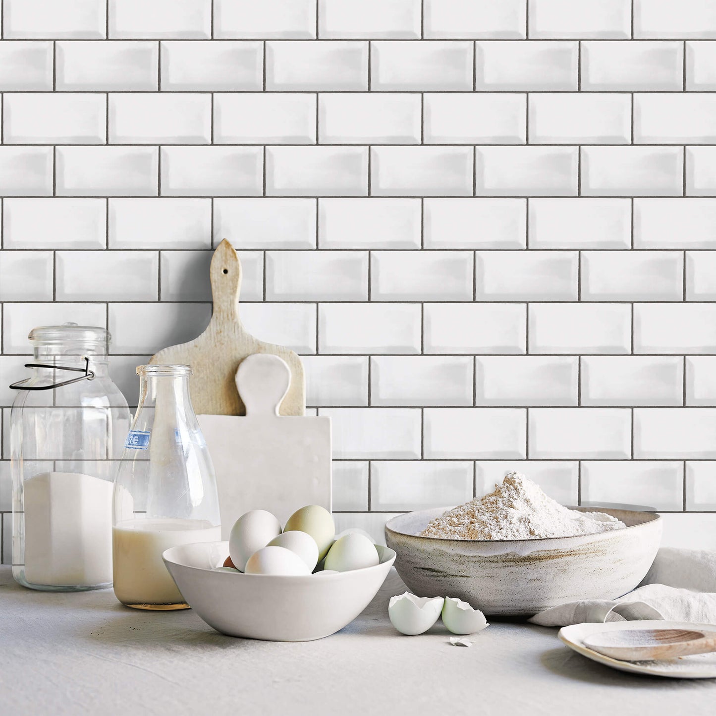 Metro Tile Black/White Wallpaper from the Just Kitchens Collection by Galerie Wallcoverings