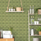 Metro Tile Green Wallpaper from the Just Kitchens Collection by Galerie Wallcoverings
